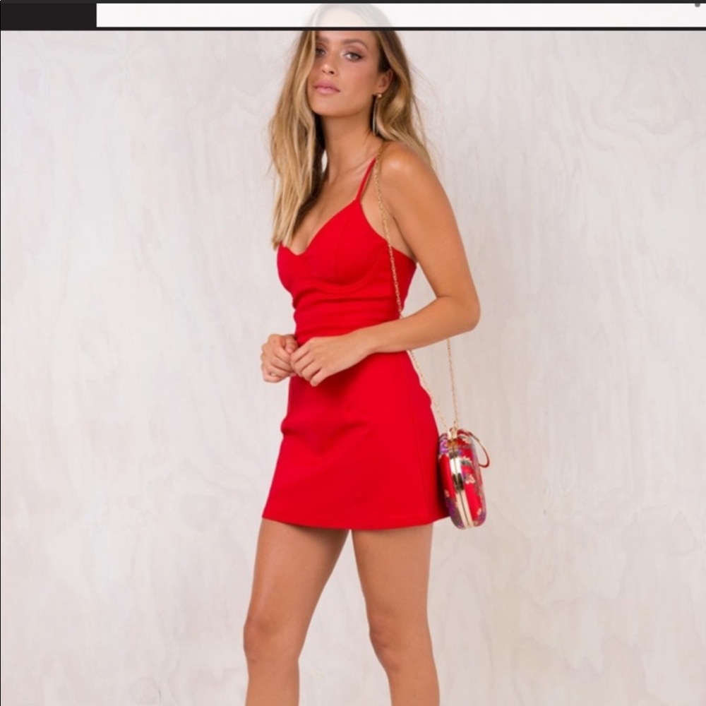 Princess Polly novella red cocktail dress (size 4)